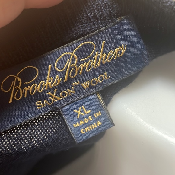 Brooks brothers Saxon wool navy crew neck sweater - Picture 2 of 3